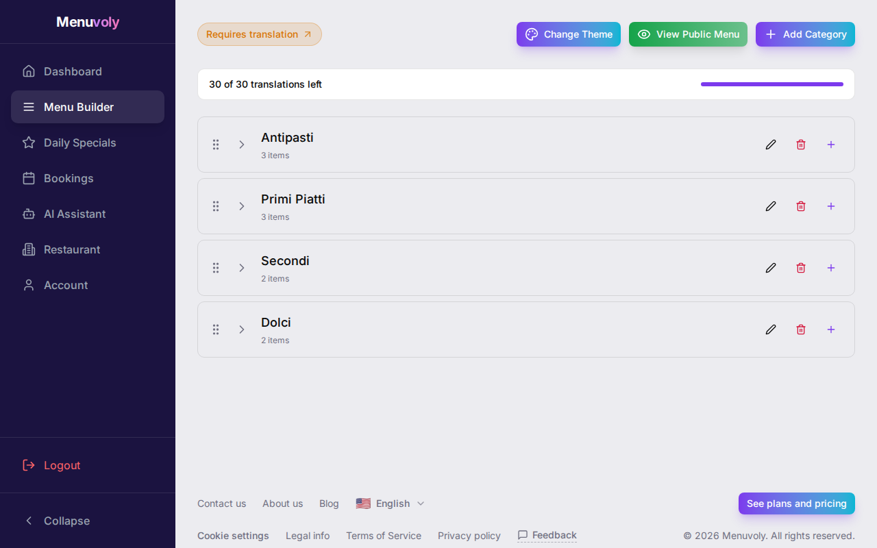 Menu Builder