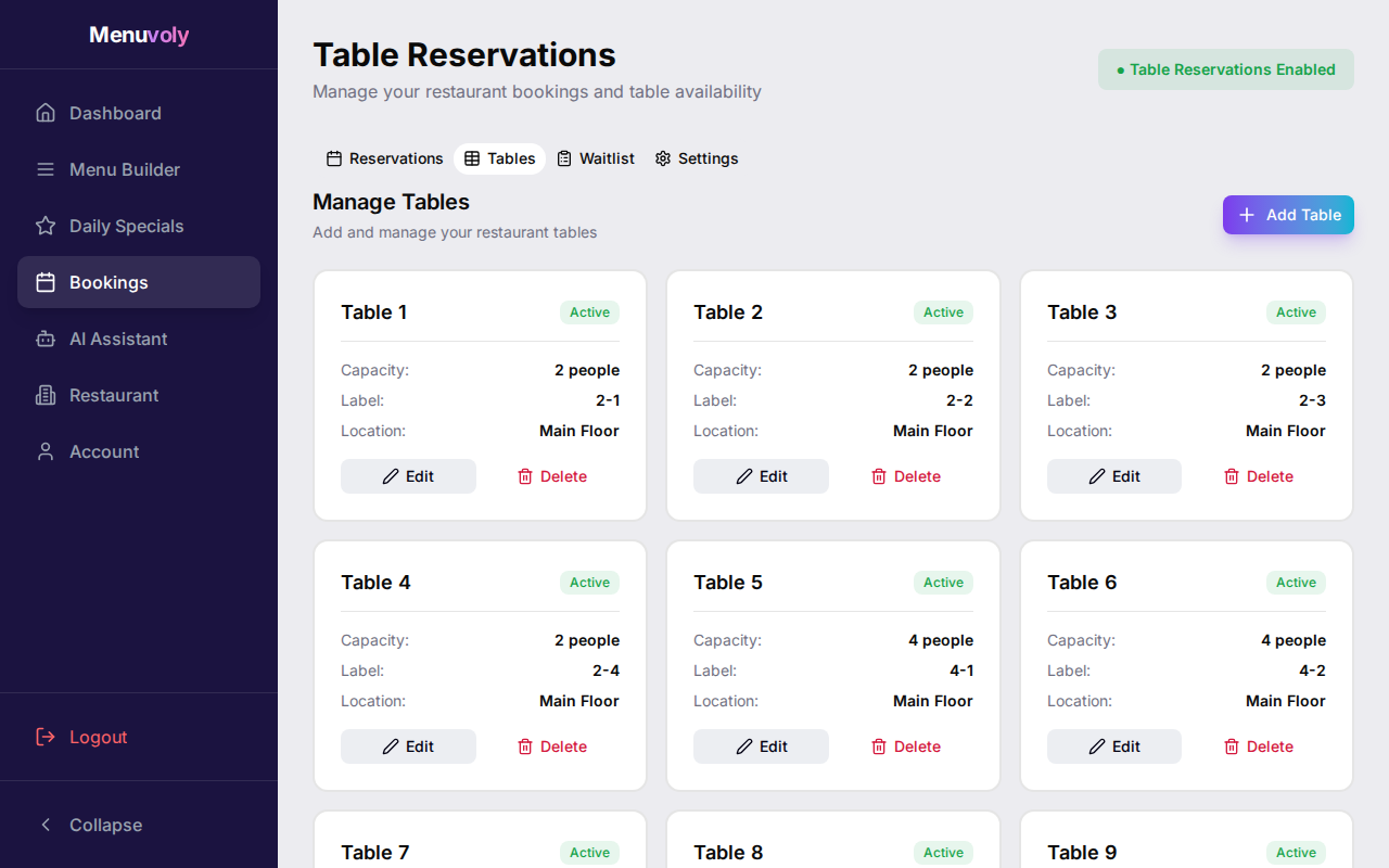 Table Booking